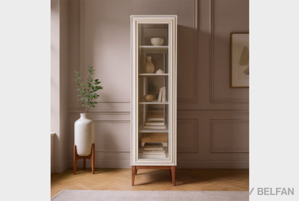 Витрина 1-но дв. "Сакраменто" (левая) массив и шпон дуба, МДФ 1