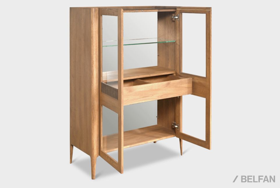 Тумба высокая "Бергамо" (стекло) массив дуба 4