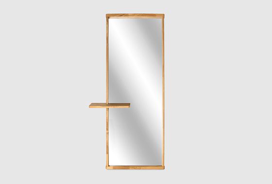 Зеркало настенное с полкой "Уоллстрит" (прямоугольное) массив дуба 4