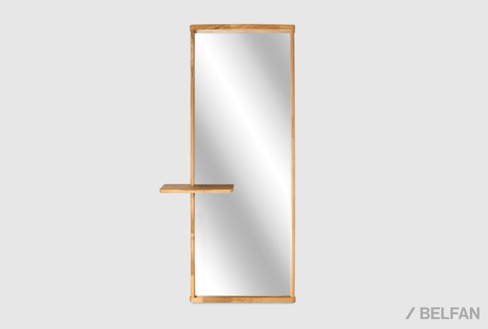 Зеркало настенное с полкой "Уоллстрит" (прямоугольное) массив дуба 1