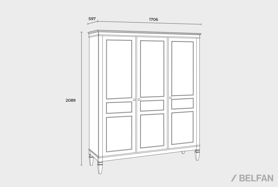 Шкаф для одежды 3-х дверный "Ольса-С" 30 массив сосны 5