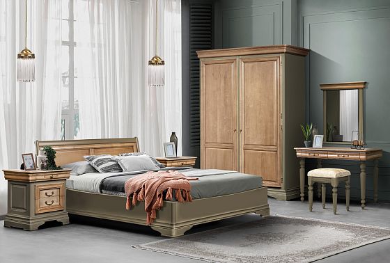 Шкаф для одежды "Оливия" 2-х дверный массив и шпон ольхи 4