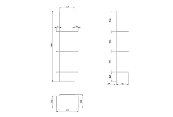 Полка настенная "Уоллстрит" (стекло) массив дуба 7