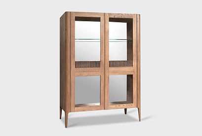 Тумба высокая "Бергамо" (стекло); американский орех