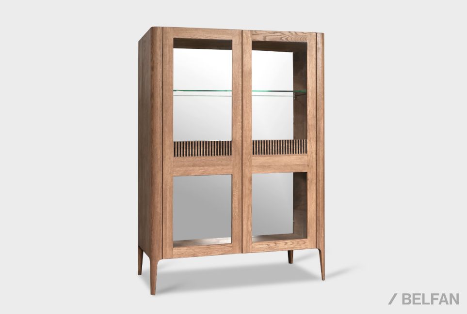 Тумба высокая "Бергамо" (стекло) массив дуба 2