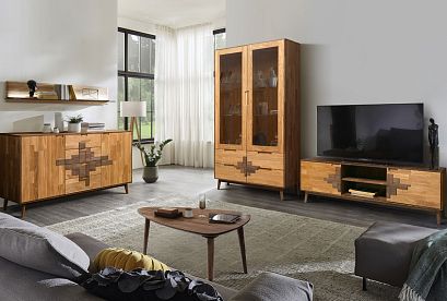 Тумба "Ирвинг Дизайн" 3; 2 двери, 4 ящика; графит, бейц-масло