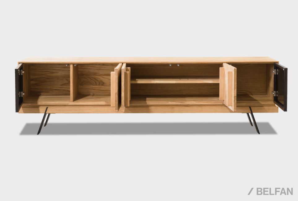 Тумба под ТВ "Этна" 200 массив дуба, металл 4