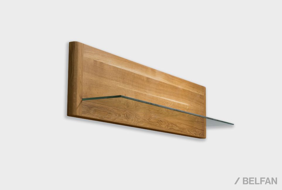 Полка настенная "Норд" (стекло) массив дуба, стекло 1