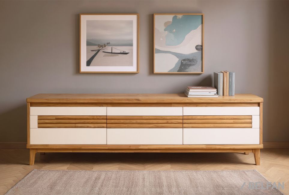 Тумба под ТВ "Уоллстрит" 170 массив дуба, МДФ 1