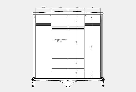 Шкаф для одежды "Флерон" 4-х дв. (с зеркалом) массив и шпон дуба 4