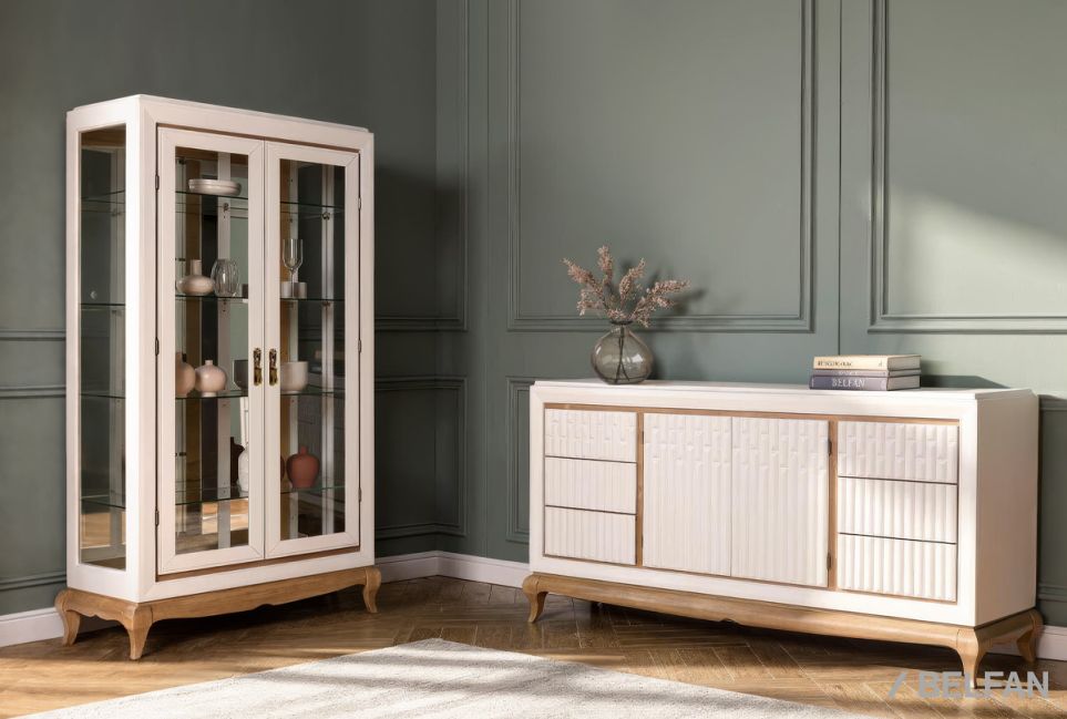 Шкаф с витриной 2-х дверный "Армония" массив и шпон дуба 7