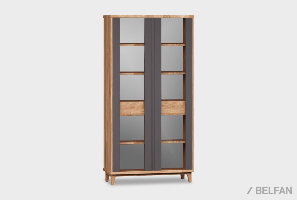 Витрина 2-х дверная "Уоллстрит" массив дуба, МДФ 2