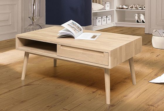 Стол журнальный "Ирвинг" (с ящиком) массив дуба 3