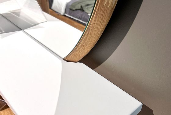 Зеркало настенное с полкой "Уоллстрит" (круглое) массив дуба 9