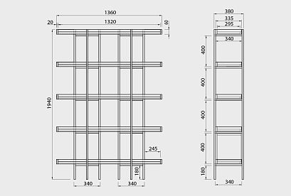 Стеллаж открытый "Cube Design" 5; *КМ-009.205; бейц-масло