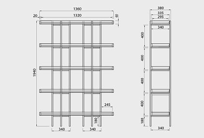 Стеллаж открытый "Cube Design" 5