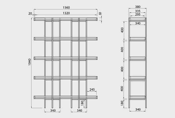 Стеллаж открытый "Cube Design" 5 массив дуба 3