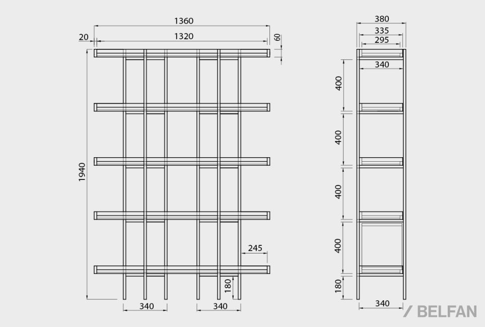 Стеллаж открытый "Cube Design" 5 массив дуба 4