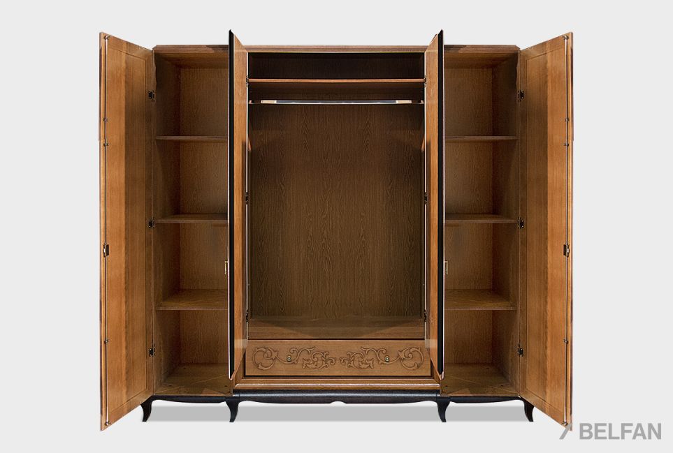 Шкаф для одежды 4-х дв. "Соната" с зеркалом (без декора) массив и шпон дуба 2