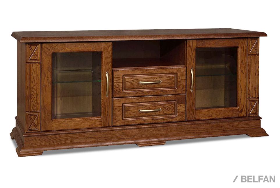 Тумба под ТВ "Верди Люкс ТВ2" массив и шпон дуба 1