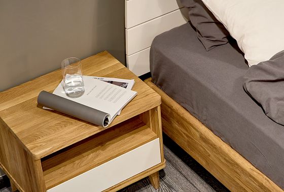 Тумба прикроватная "Уоллстрит" (с нишей) массив дуба, МДФ 7