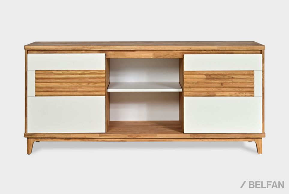 Тумба "Уоллстрит" 3 (с нишей) массив дуба, МДФ 6