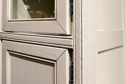 Шкаф 1-но дверный со стеклом "Тэфи" (правый); *ММ-218-112; белая эмаль с темной патиной