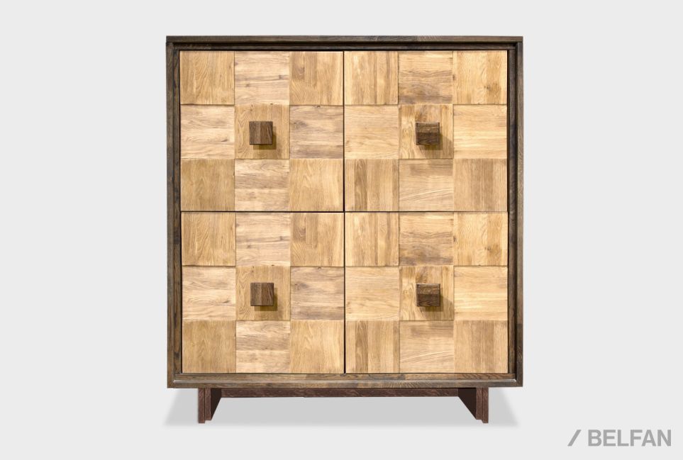 Тумба высокая "Cube Design" 4 массив и шпон дуба 1