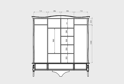 Шкаф для одежды 4-х дв. "Трио" (с зеркалом)