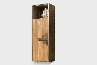 Шкаф навесной "Ирвинг Дизайн" 120 (левый); графит, бейц-масло