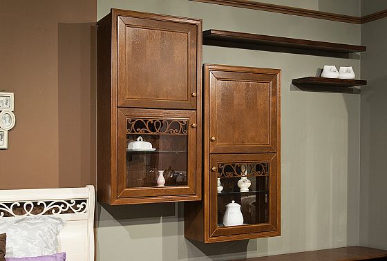 Шкаф навесной 2-х секционный "Тэфи" (правый) массив и шпон дуба 6