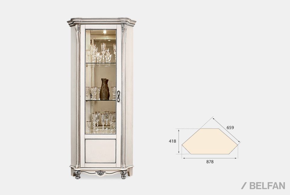 Шкаф с витриной угловой "Алези 10" (левый) массив дуба 1