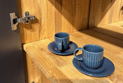 Шкаф с витриной 1-но дверный "Уоллстрит" (левый); 2 ящика; *А-012.210; к-бейц-масло, ф-антрацит, вст-бейц-масло