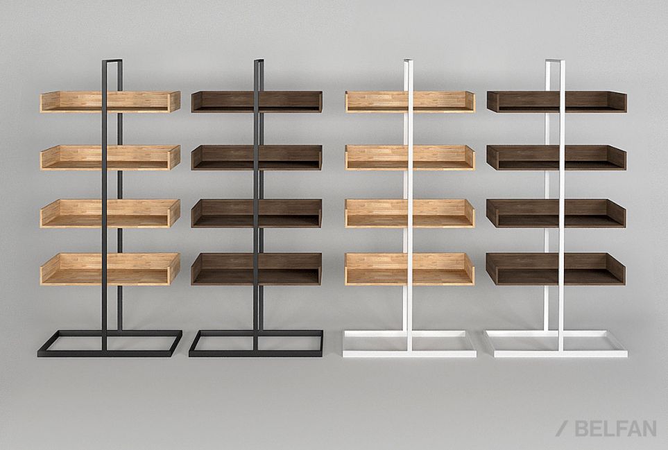 Стеллаж "Арт" 4-1 массив дуба, металл 3