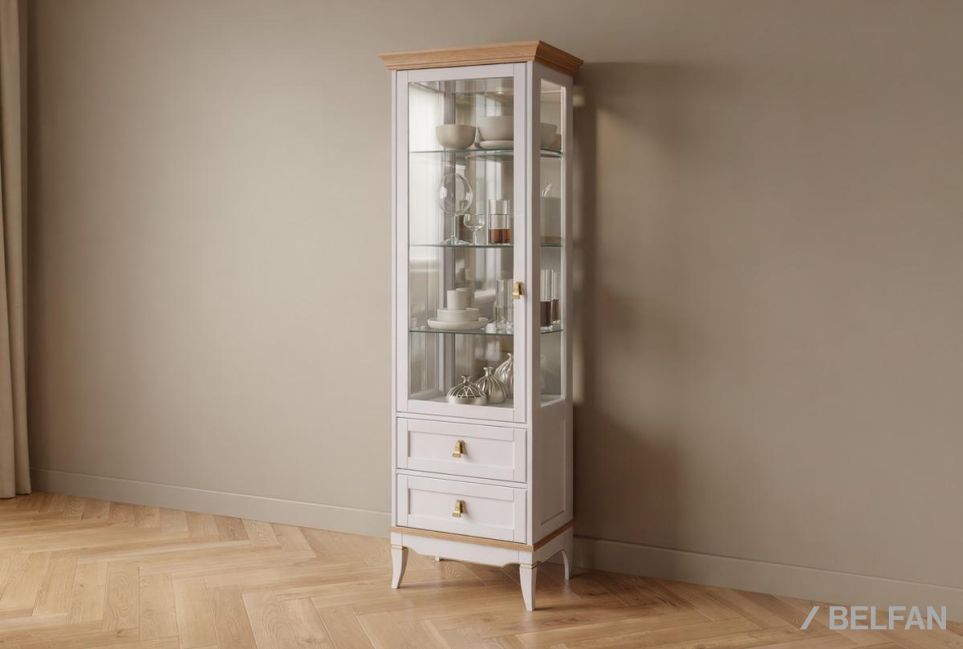 Витрина 1-но дверная "Стюарт" (левая) массив и шпон дуба 1