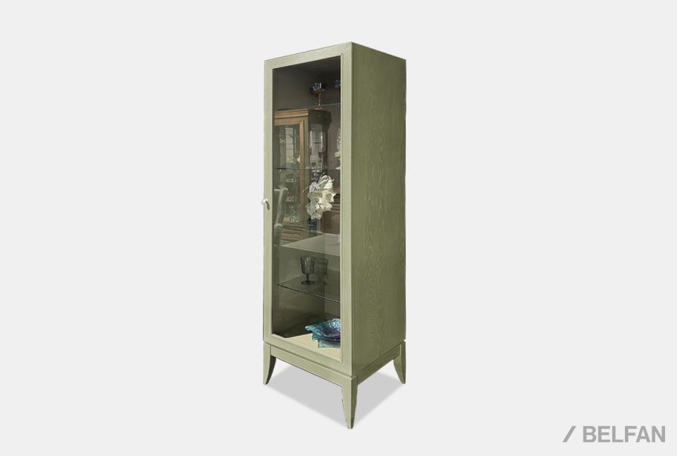 Шкаф с витриной 1-но дв. "Коста" правый (подсветка) массив и шпон дуба 1