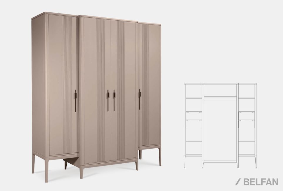Шкаф для одежды 4-х дверный "Dune" массив березы, МДФ 7
