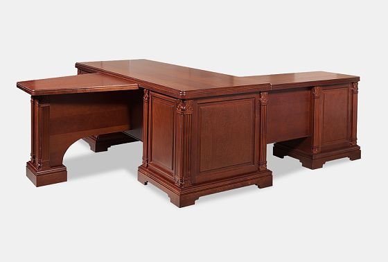 Стол рабочий с приставками "Престиж" массив и шпон берёзы 5