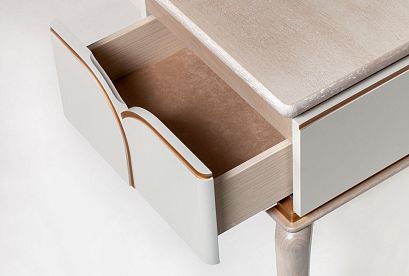 Стол туалетный "Алекса"; *ММ-376-06; айвори+жемчужный дуб, золотая патина