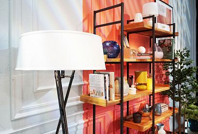 Стеллаж "Арт" 453; пристенный; *КМ-009.453; бейц-масло, чёрный металл