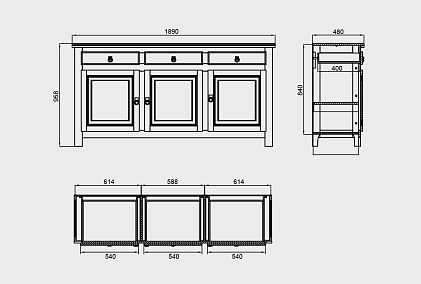 Тумба трехдверная "Горд"