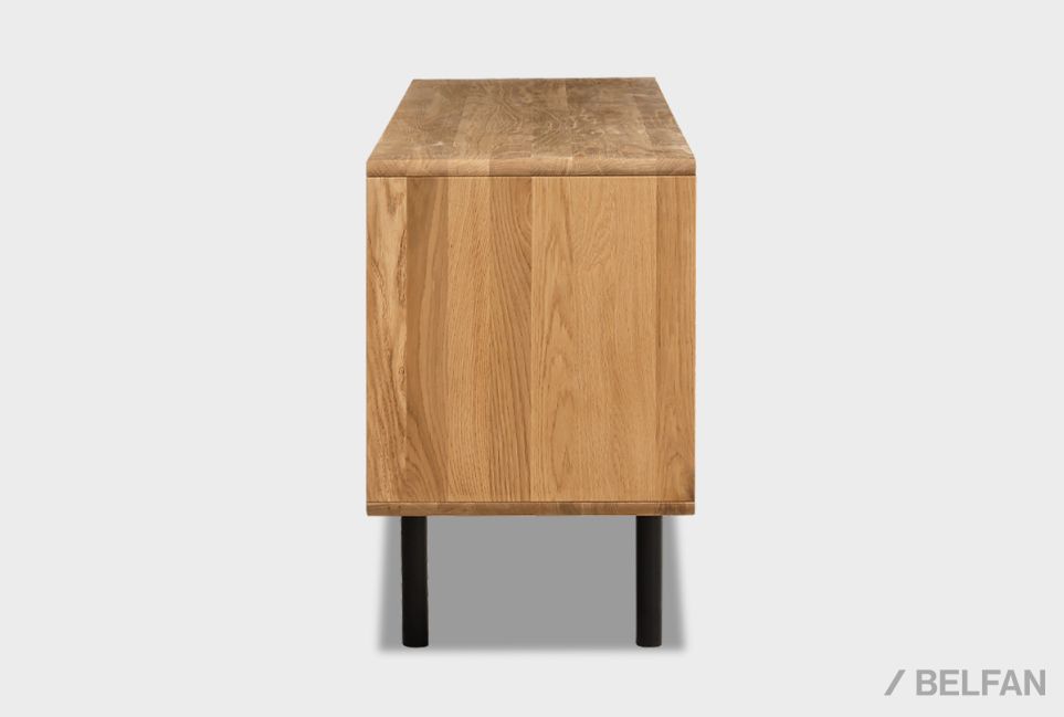 Тумба под ТВ высокая "Норман" 3 с нишей (левая) массив дуба, МДФ, металл 4