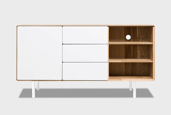 Тумба "Норман" 3 с нишей (правая) массив дуба, МДФ, металл 11