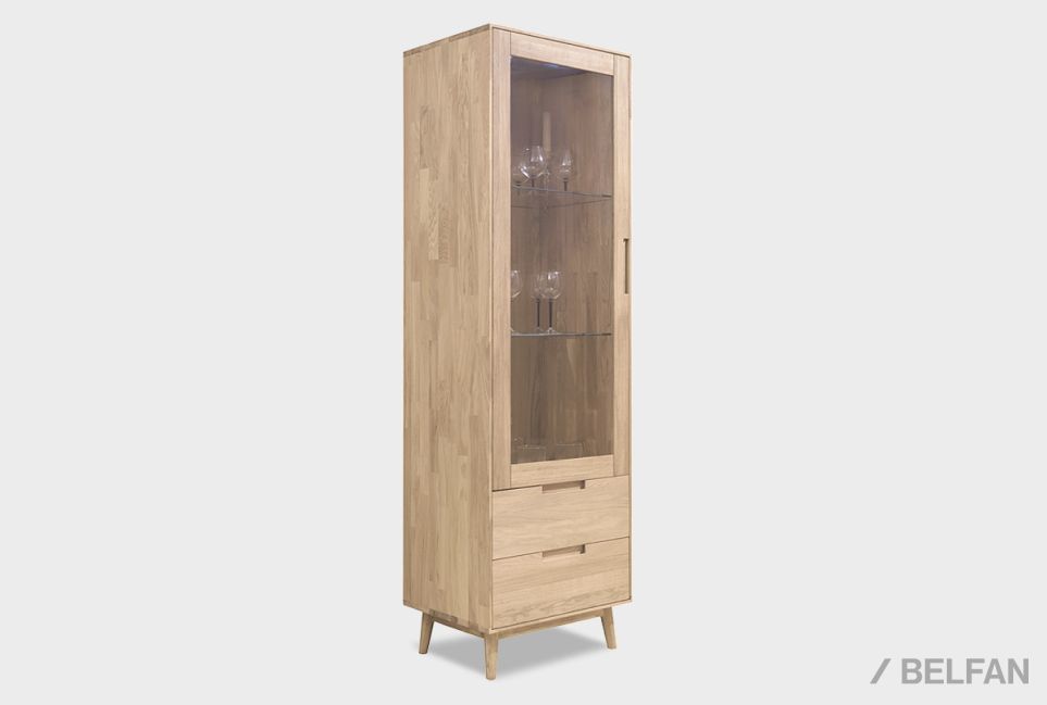 Шкаф с витриной 1-но дверный "Ирвинг" (левый) массив дуба 1