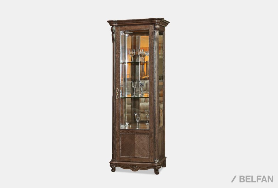 Шкаф с витриной "Алези 8" (правый) массив и шпон дуба 1