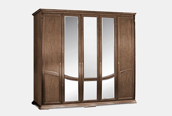 Шкаф для одежды 5-ти дв. "Лика" (с зеркалом) массив и шпон дуба 3