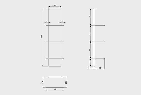 Полка настенная "Уоллстрит" (стекло) массив дуба 7