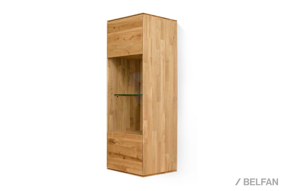 Шкаф навесной со стеклом "Гринвуд" (левый) массив дуба 1