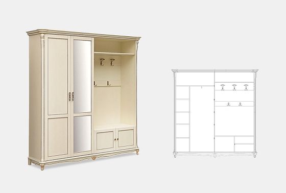 Шкаф комбинированный "Алези 2з" массив и шпон дуба 3
