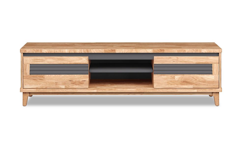 Тумба под ТВ "Уоллстрит" 170 (с нишей); 2 двери, ниша; к-бейц-масло, ф-белый, вст-бейц-масло